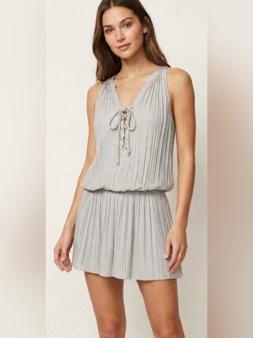 Ramy Brook Alexandra Sleeveless Dress in Light Blue/Silver